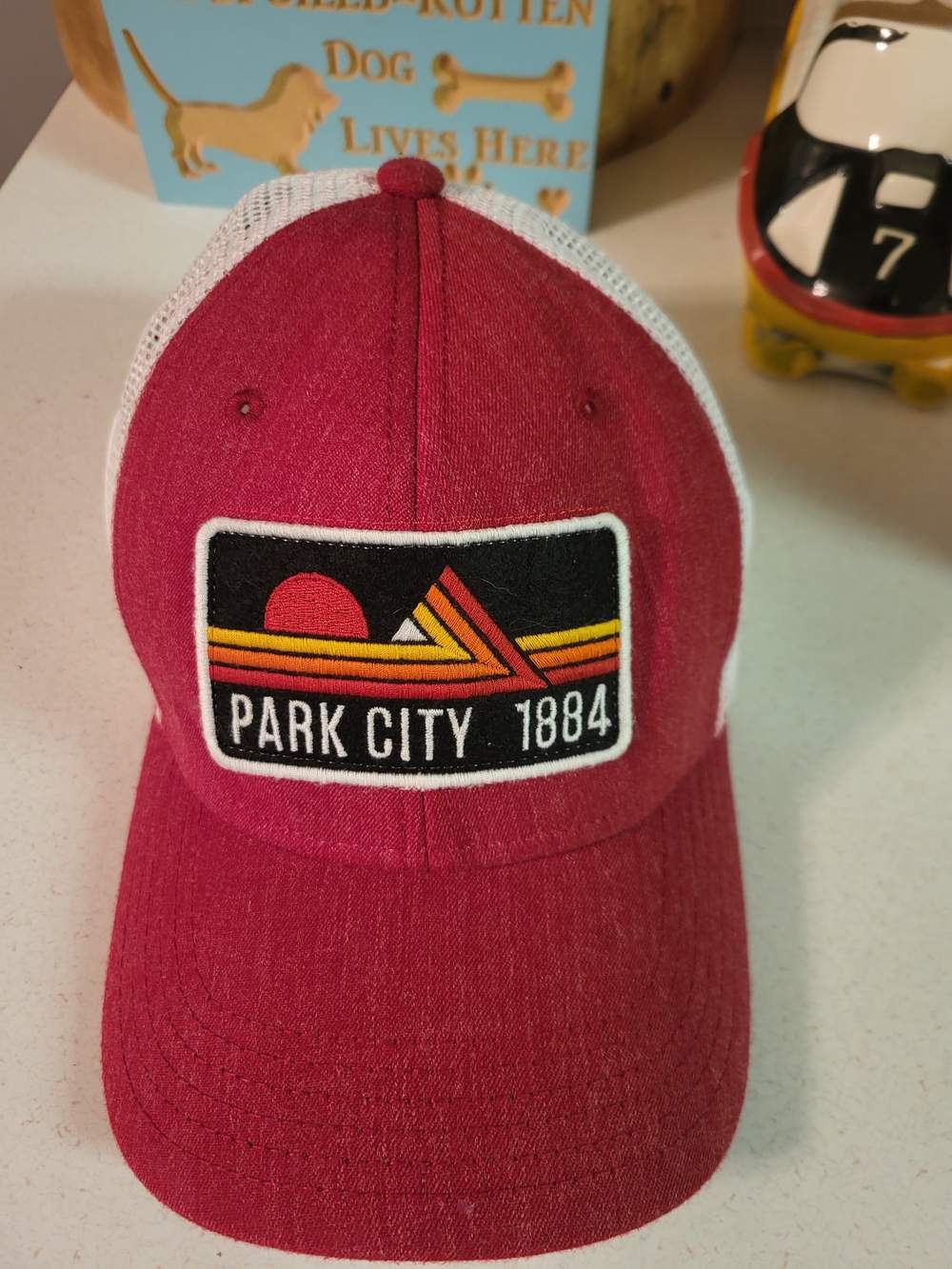 Legacy Park City Trucker Hat Pink Tan Mesh Snapback Mountain Patch Baseball Cap